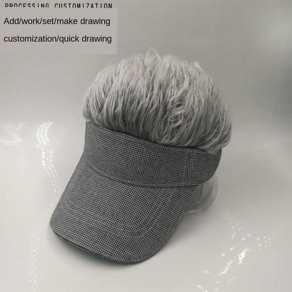

new korean style creative wig hat men's wig baseball cap and women's sun hat baseball cap, Blue;gray