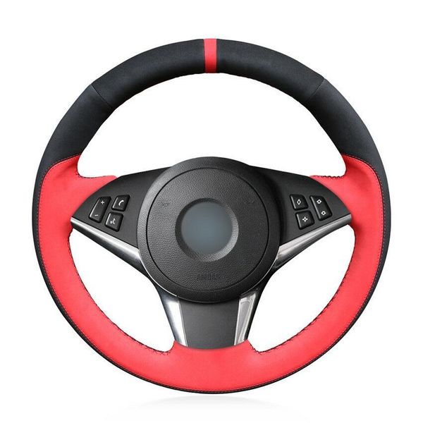 

custom hand-stitch suede leather car steering wheel cover for bmw 630i 645ci e64