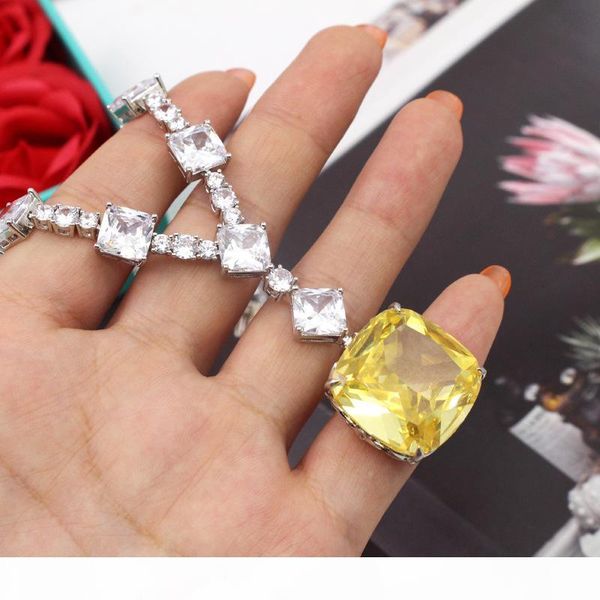 

высокое качество дизайнер czdiamond желтые кулоны свадьба партии ювелирные изделия для женщин, Silver