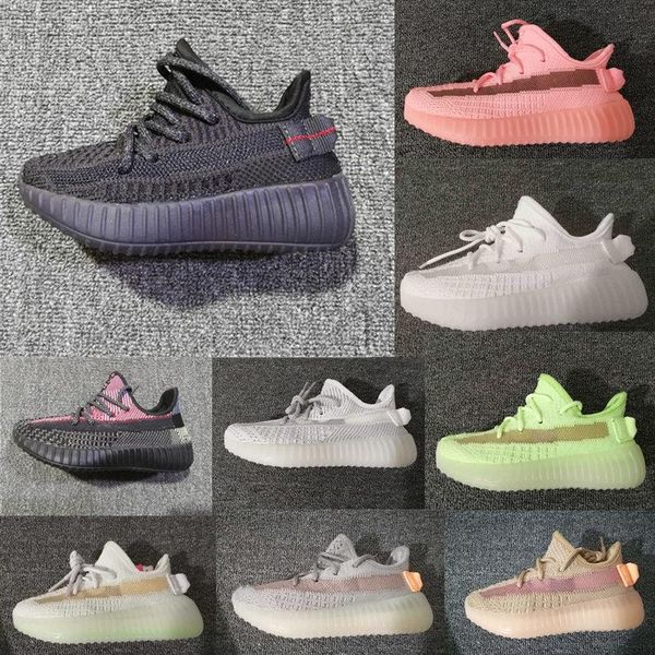 

infant triple white kids running shoes 3m reflective glow gid green children static clay trainers big small boy girl toddler sneakers