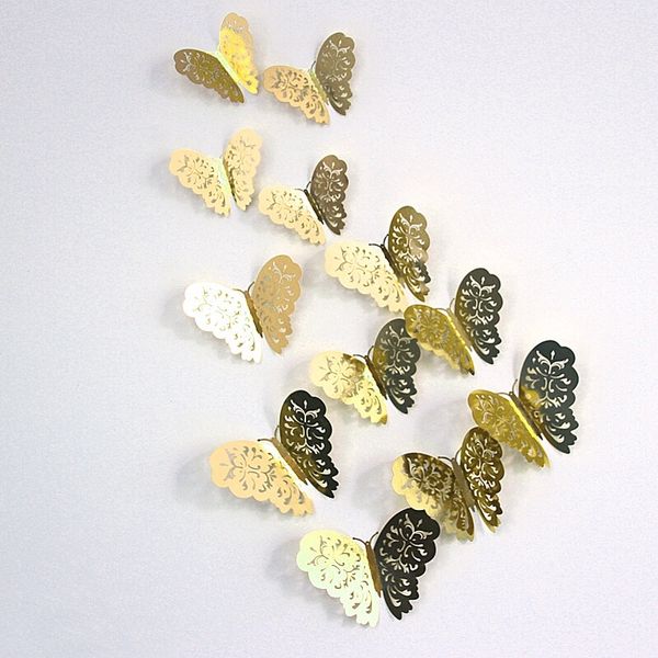 

chinese each set of 12 hollow-out 3d butterflies home decoration 3d butterfly children wall stickers party decoration