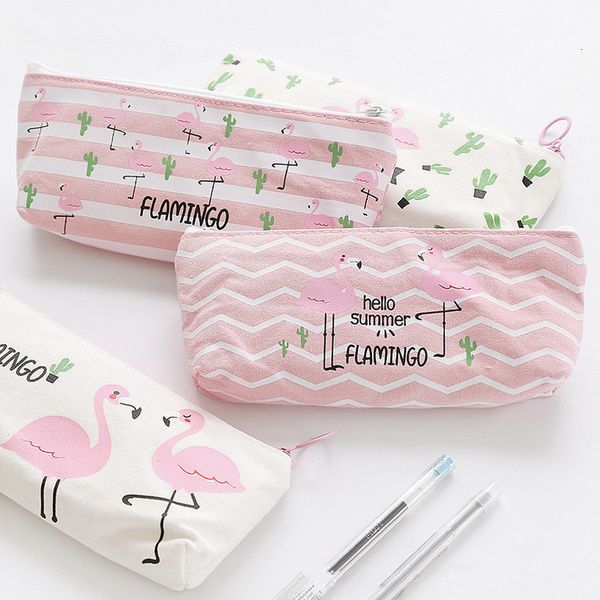 

1pc flamingo cosmetic bag women necessaire make up bag travel cartoon canvas portable makeup bag toiletry kits toiletry