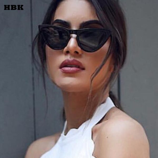 

hbk 2020 fashion cat eye sunglasses women oversized designer sun glasses ladies for female uv400 oculos, White;black