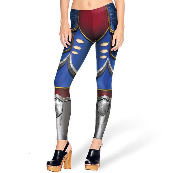 

warrior armor leggings 3d print fitness leggings women slim high elastic causal leggings plus size leggins mujer, Black