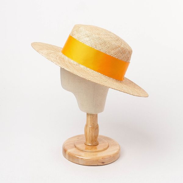 

korean summer new multi-color wide ribbon men's and women's light herbal flat straw large cool cool hat eaves sunshade hat, Blue;gray