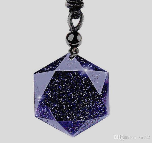 

blue sandstone necklace pendant six awn star necklace jewelry stone, Black