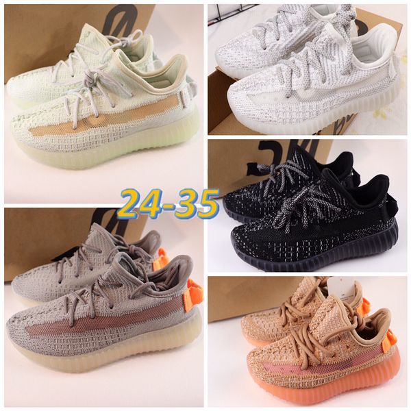 

new infant v2 kids running shoes clay black static kanye west baby fashion trainers boy girl children toddler sneakers size 24-35