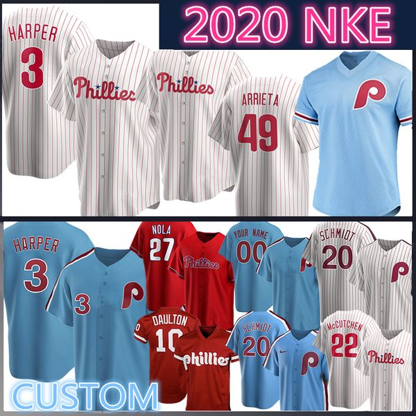 

3 bryce philadelphia harper custom phillies basball jersey mike schmidt darren daulton aaron nola hoskins mccutchen dykstra arrieta mcgraw, Blue;black