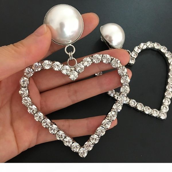 

luxury designer jewelry large heart pendant earrings for women fashion brand jewelry gift ship, Silver