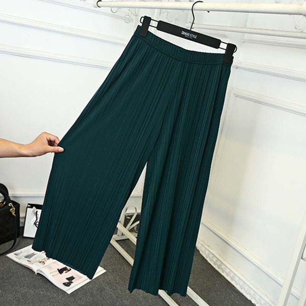 

summer thin green wide leg pants ladies loose black big size pink elastic waist thin beach women pants femme khaki, Black;white