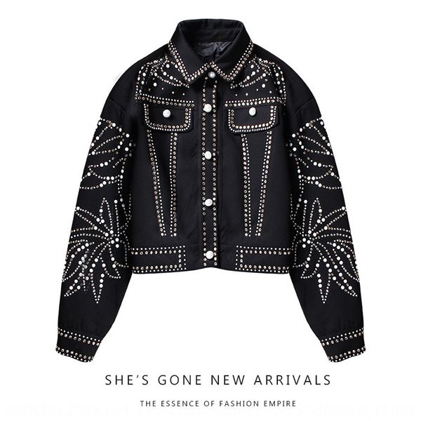 

2020 autumn new ceramic heavy diamond coat industry diamond leaves tide street internet celebrity same coat for women, Black;brown