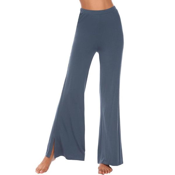 

women soft sleepwear solid split wide leg casual loose fit lounge pajama pants, Black;red