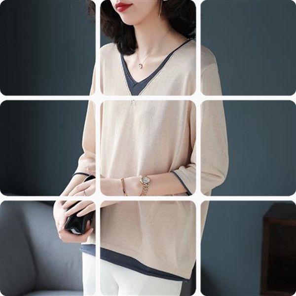 

мок два кусок воротник вязаный рукав пальто света 2019 весна лето пальто трусы рубашки свободно базовый рубашку женщин в, White