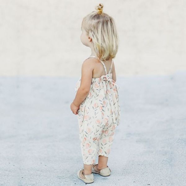 

2020 shoulder strap shoulder strap fashion straps children's jumpsuit thin girl's back-leaking printed jumpsuit pants, Blue
