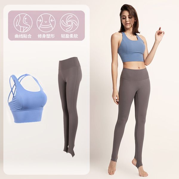 

fancy beauty back sports fitness bra yoga suit significant leg stepping trousers yoga casual fitness set women's, White;red