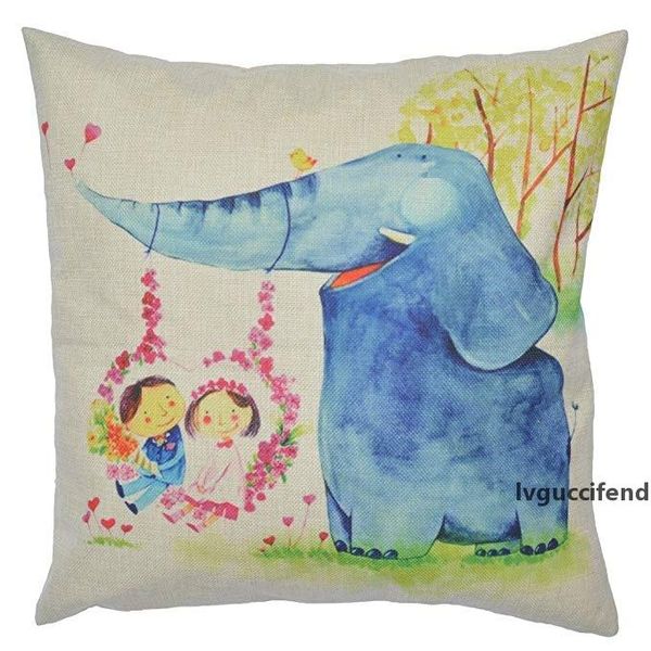 

square pillowcase cotton linen pillowcase 45*45cm pillowcase throw pillow covers colorful cute elephant cushion covers for sofa