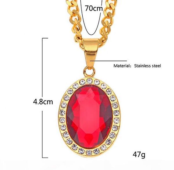 

k mens oval lab ruby bling pendant genine gem red simulated ruby jewelry 18k gold plated pendant necklace, Silver