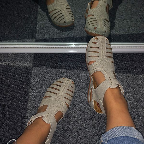 

cyber monday woman summer leather vintage sandals buckle casual sewing 2020 women retro sandalias female ladies platform shoes 36-46, Black