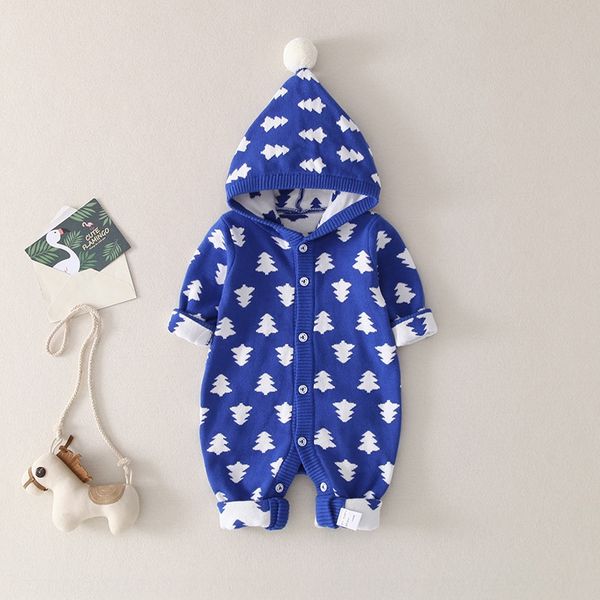 

baby autumn newborn clothes body men's autumn sweater baby hooded jumpsuit women's cardigan sweater, Blue