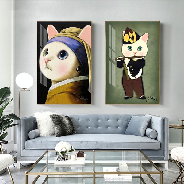 

abstract prank famous painting girl with pearl earrings canvas art wall picture for living room home decor (no frame