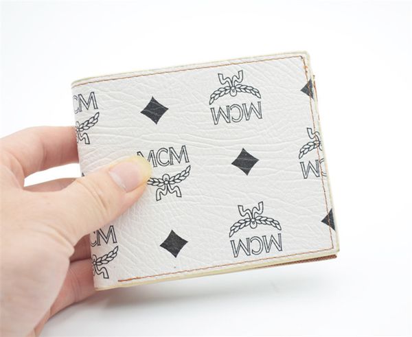 

new luxurious style  wallet for men and women designer letter printed wallet leather purse multiple short mc̴m small bifold wallet  6, White