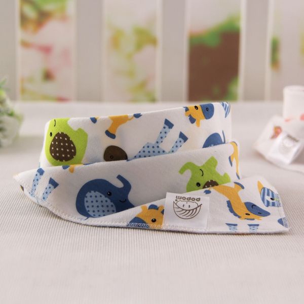 

pu pu mi double-layer cotton saliva infant triangle baby triangle towel saliva towel bib cartoon printed bib