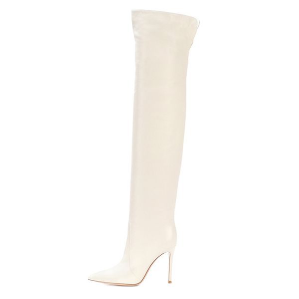 

lucky2020 остроконечные белый pu thin на высоких каблуках sexy чрезмерная колено boots большой размер снаружи делаются сейчас, Black