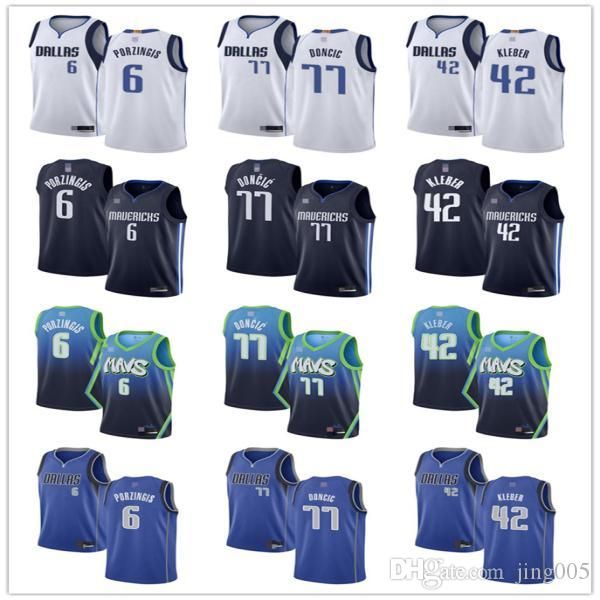 

mens womens youth dallas mavericks 77 luka doncic 6 kristaps porzingis 42 maxi kleber custom basketball jerseys, Black;red