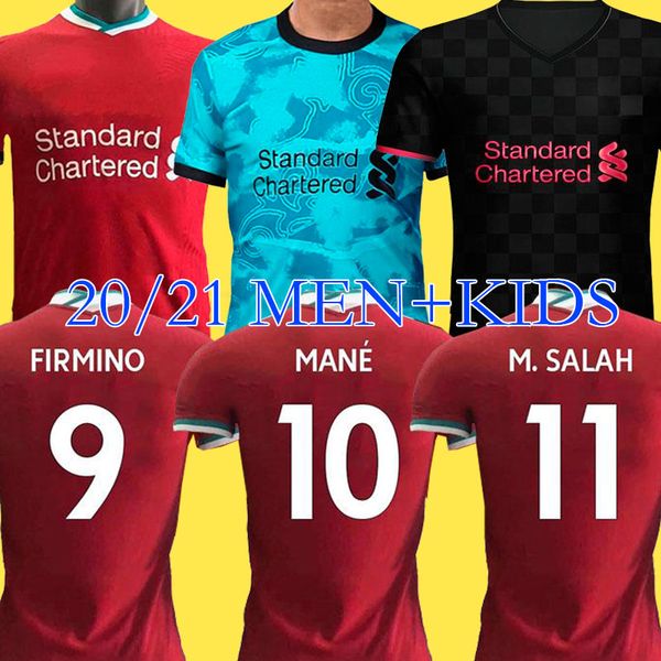 

thailand lvp mohamed m. salah firmino soccer jersey football shirts 20 21 virgil mane keita 2020 2021 goalkeeper men + kids kit uniforms, Black;yellow