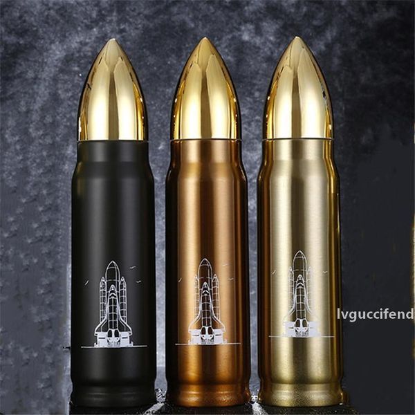 

double insulate steel water bottle 500ml bullet design bottle warm keeping bottle drink gold brown black color