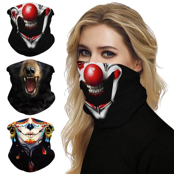 

2pcs bandana face cover neck gaiter headbands multifunctional riding uv protection halloween party motorcycle cycling running, Black