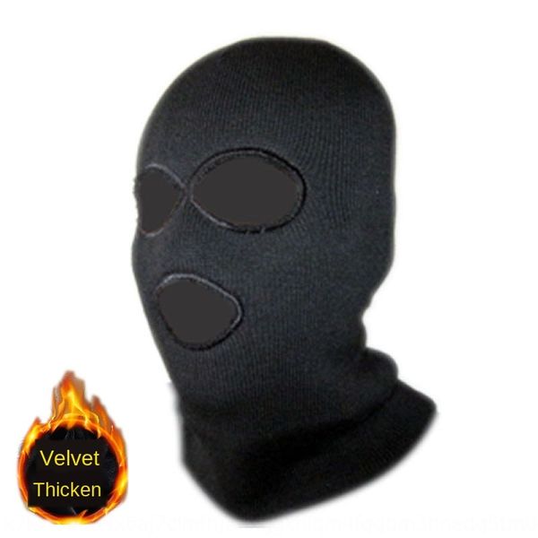 

three-hole hat outdoor sports windproof outdoor sports warm head cover warm lined cs game head cover riding mask, Black