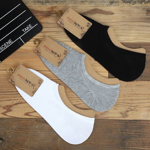 

lq5yi summer men's cotton men's boat silicone non-slip invisible silicone invisible socks shallow mouth non-exposed seamless solid, Black