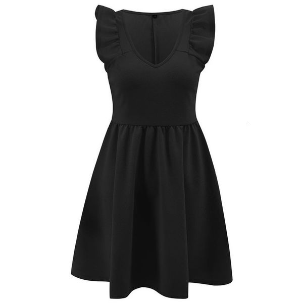 

summer dress women elegant sleeveless v neck vestido dress female solid mini party a line dress ladies dresses, Black;gray