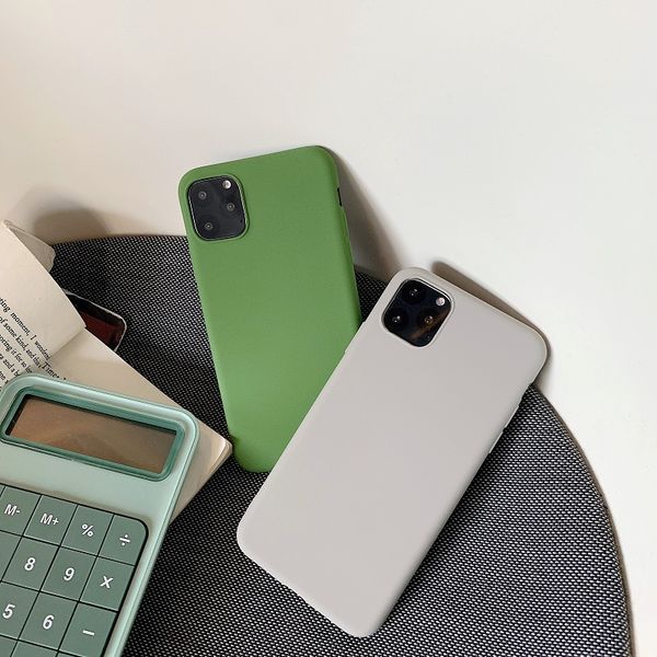 

olive green ivory gray phone case for iphone 6 7 8plus x xs xr max 11 11pro 11promax tpu matte soft silicone back cover