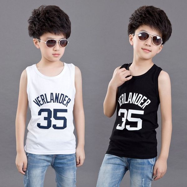 

children's clothing 6-12 years old children's clothing vest 2020 new black white sports leisure 35 vest male, Blue