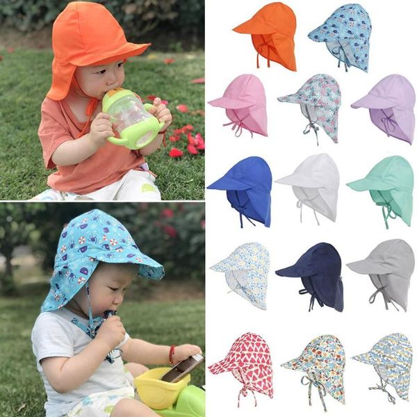 

sunscreen kids hat fashionable atmosphere spf 50 summer new and outdoor baby hat visor neck ear cover, Slivery;white