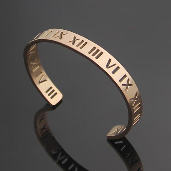 

2020 designer hollow roman digital couple open bracele, Golden;silver