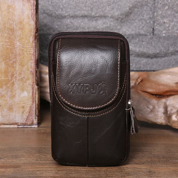 

three-layer double line verticle running stylish portable holds men leather pocket running xiao phone bag mobile phone bag gua bao