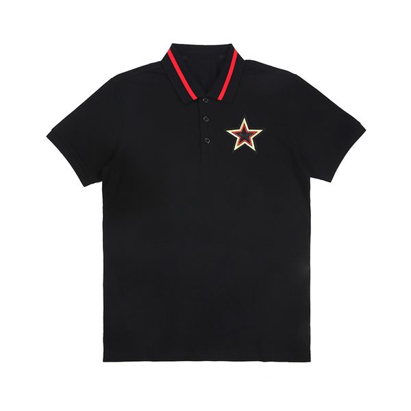 

2020 designer striped polo shirt t-shirt star flower embroidery men's high street fashion polo t-shirt tennis shirt #306, White;black