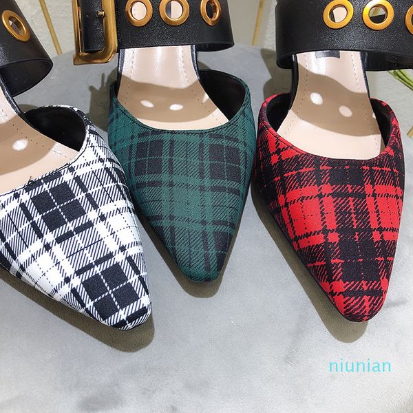 

pointed sandals female 2020 new home baotou hasp fine with high-heeled fashion shoes woman sandals, Black