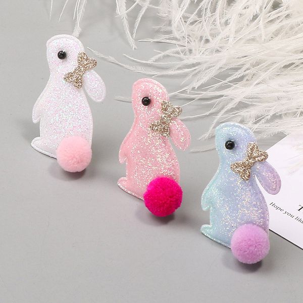 

2020 new children cute three-dimensional rabbit hair clips baby sequins barrettes side clip girls fabric bangs clip hairpin hair accessories, Golden;silver