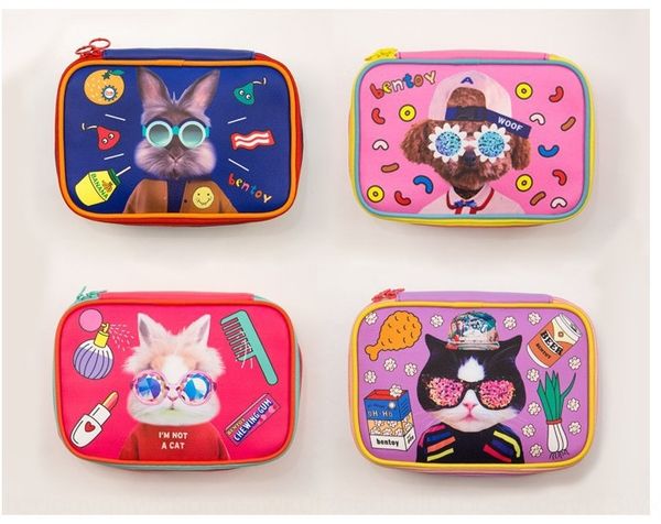 

local tyrant square cute animal large capacity cosmetic cosmetic storage bag hipster storage bag, White