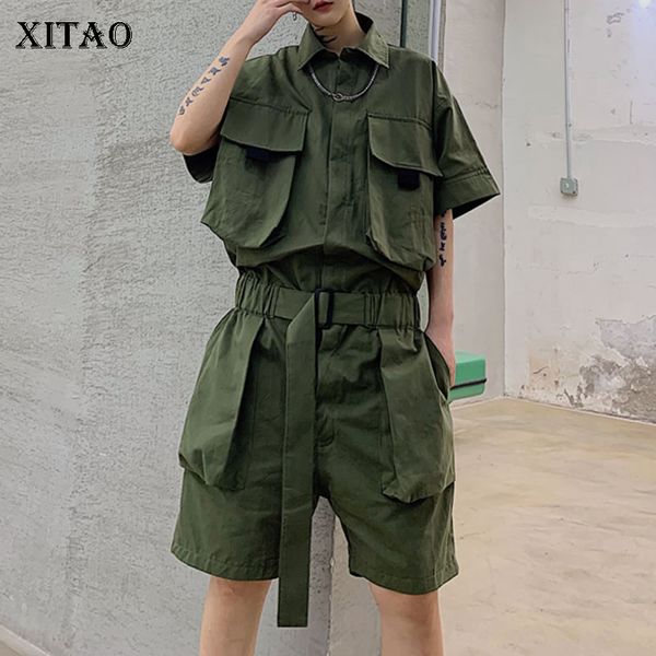 

xitao женщины моды комбинезоны мода новые женщины 2020 весна элегантный карманный straight богиня вентилятор minority комбинезоны dmy3721, Black;white