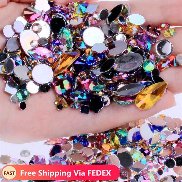 

300pcs / паке ab crystal clear nail art Ѭаз diy flatback акѬилове nail камни дѬагоенне камни 3d ног, Silver;gold