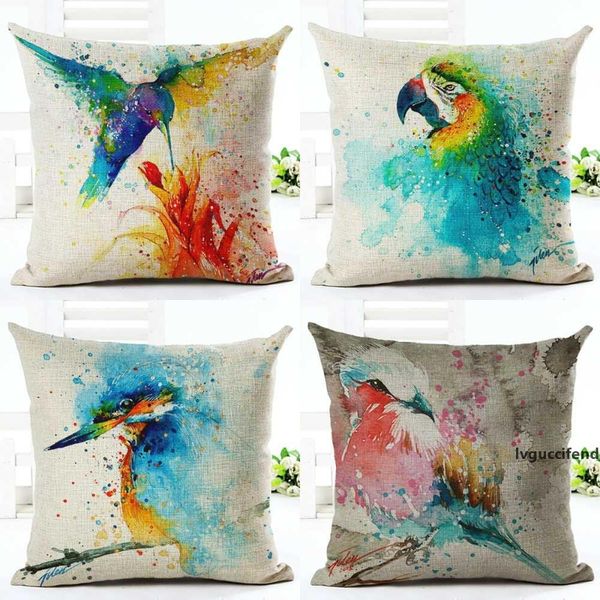 

lychee colorful birds pattern pillow cases flax square 45x45cm pillow cover home decorative pillowcase