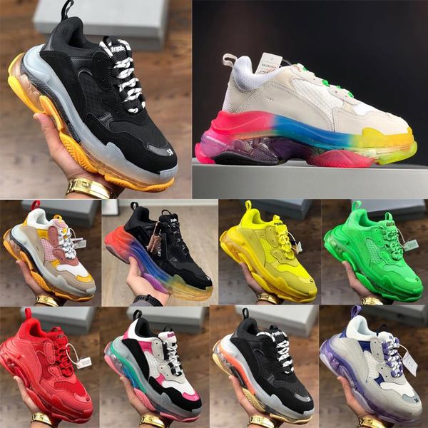 

triple s designer casual shoes paris 17fw low old dad balanciaga sneakers combination soles boots mens womens fashion high uvv0#, Black