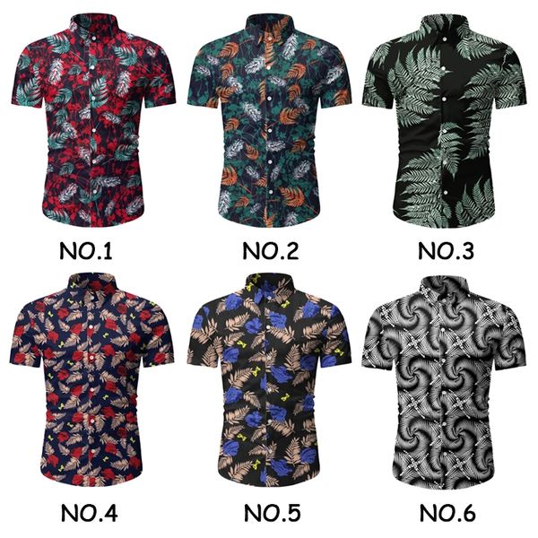 

men's casual shirts ready stock summer and autumn mens short sleeve printed floral shirt kemeja lelaki 6 colors, White;black
