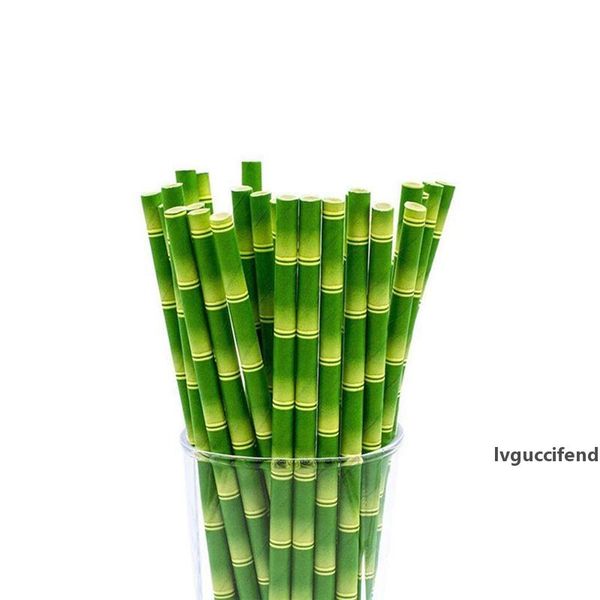 

bamboo pattern paper straws kids birthday wedding decorative unique drinking straws event supplies eco-friendly