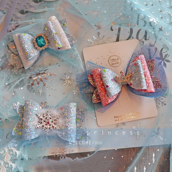 

6шт / серия клипов princess crown волос сладкие color shine блеск алмазный hairbows mesh decor шпилька девушки партии аксессуары для волос y, Slivery;white